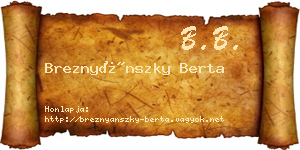 Breznyánszky Berta névjegykártya